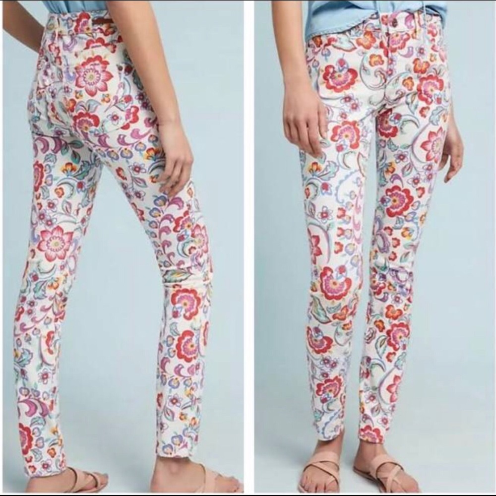 Pilcro and the Letterpress Floral Mid Rise Jeans